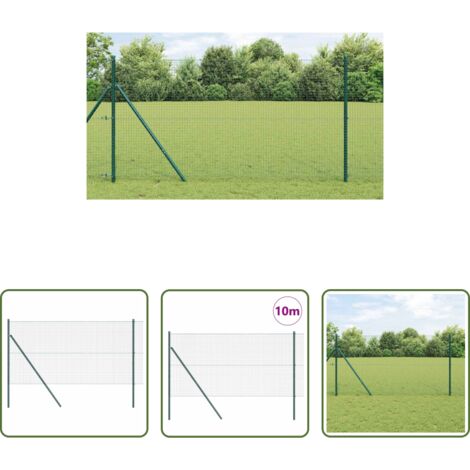 Valla verde -  Poste de Valla Verde 10 x 1 m (malla de 25 x 25 mm) Acero