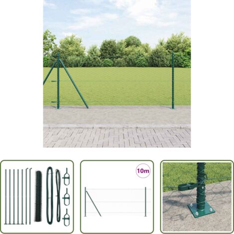 Valla verde -  Poste de Valla Verde 10 x 1 m (malla de 36 mm) Acero y PVC