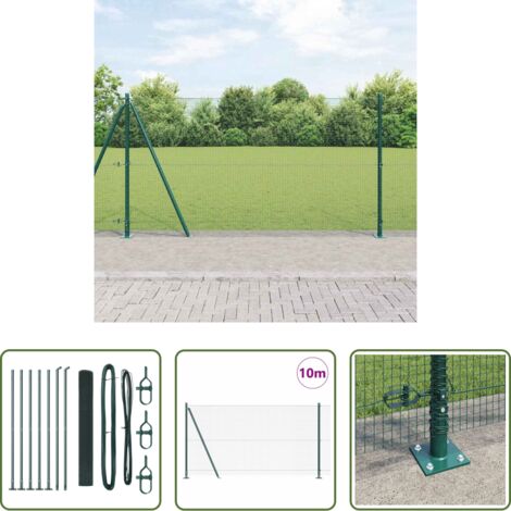 Valla verde -  Poste de Valla Verde 10 x 1,2 m (16 x 16 mm malla) Acero y PVC