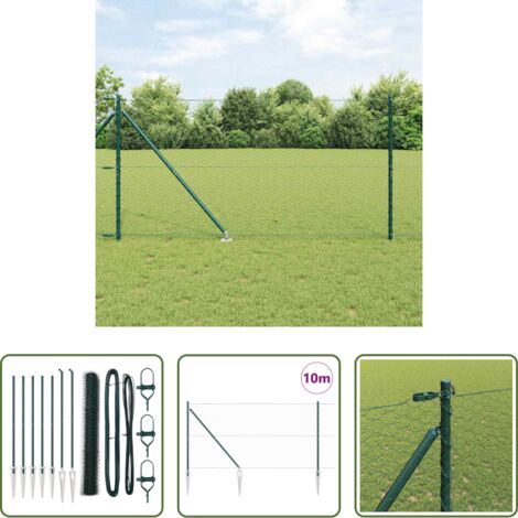 Valla verde -  Poste de Valla Verde 10 x 1,2 m (malla de 36 mm) Acero y PVC