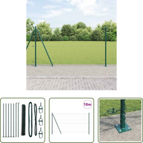 Valla verde -  Poste de Valla Verde 10 x 1,2 m (malla de 36 mm) Acero y PVC