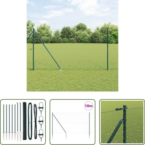 Valla verde -  Poste de Valla Verde 10 x 1,6 m (malla de 25 mm) Acero y PVC