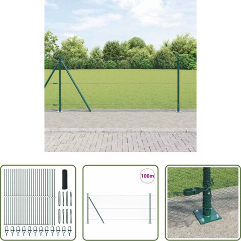 Valla verde -  Poste de Valla Verde 100 x 1 m (malla de 13 mm) Acero y PVC