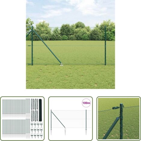 Valla verde -  Poste de Valla Verde 100 x 1,2 m (malla de 13 mm) Acero y PVC