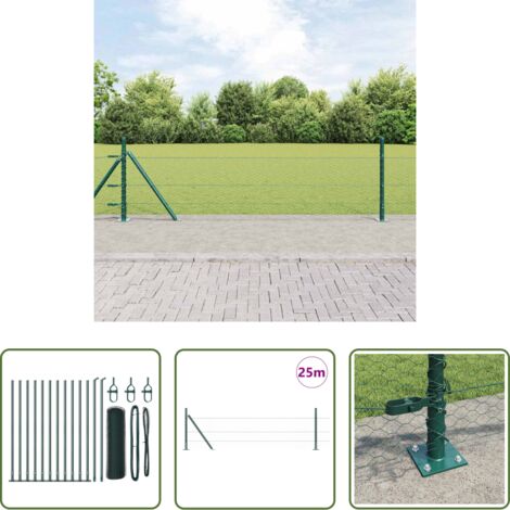 Valla verde -  Poste de Valla Verde 25 x 0,4 m (malla de 25 mm) Acero y PVC