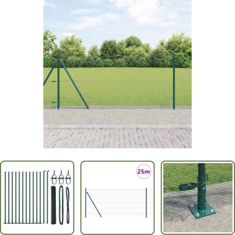 Valla verde -  Poste de Valla Verde 25 x 0,8 m (malla de 13 mm) Acero y PVC
