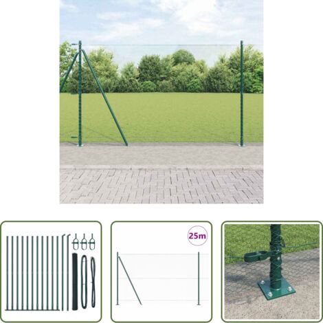 Valla verde -  Poste de Valla Verde 25 x 1,4 m (malla de 13 mm) Acero y PVC