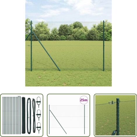 Valla verde -  Poste de Valla Verde 25 x 1,6 m (malla de 13 mm) Acero y PVC
