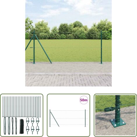 Valla verde -  Poste de Valla Verde 50 x 1 m (malla de 50 mm) Acero y PVC