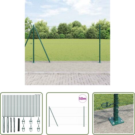Valla verde -  Poste de Valla Verde 50 x 1,2 m (malla de 36 mm) Acero y PVC