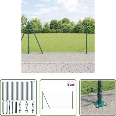 Valla verde -  Poste de Valla Verde 50 x 1,2 m (malla de 50 mm) Acero y PVC