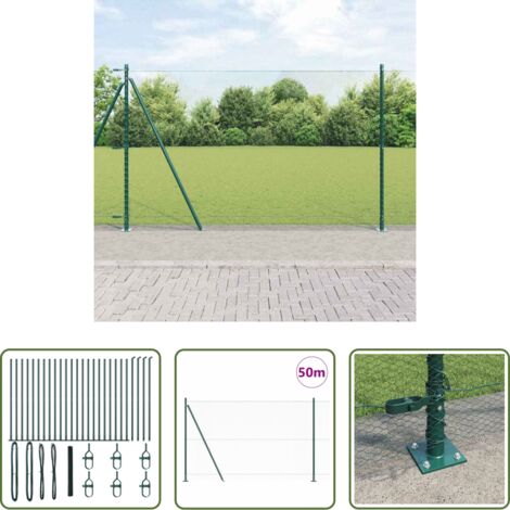 Valla verde -  Poste de Valla Verde 50 x 1,5 m (malla de 13 mm) Acero y PVC