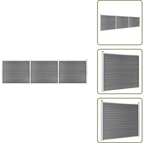 Valla WPC - vidaXL Set de panel de valla WPC gris 526x146 cm - Valla gris