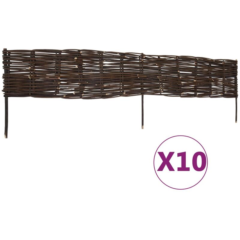 

BHD - Vallas de sauce para jardín 10 unidades 120x35 cm