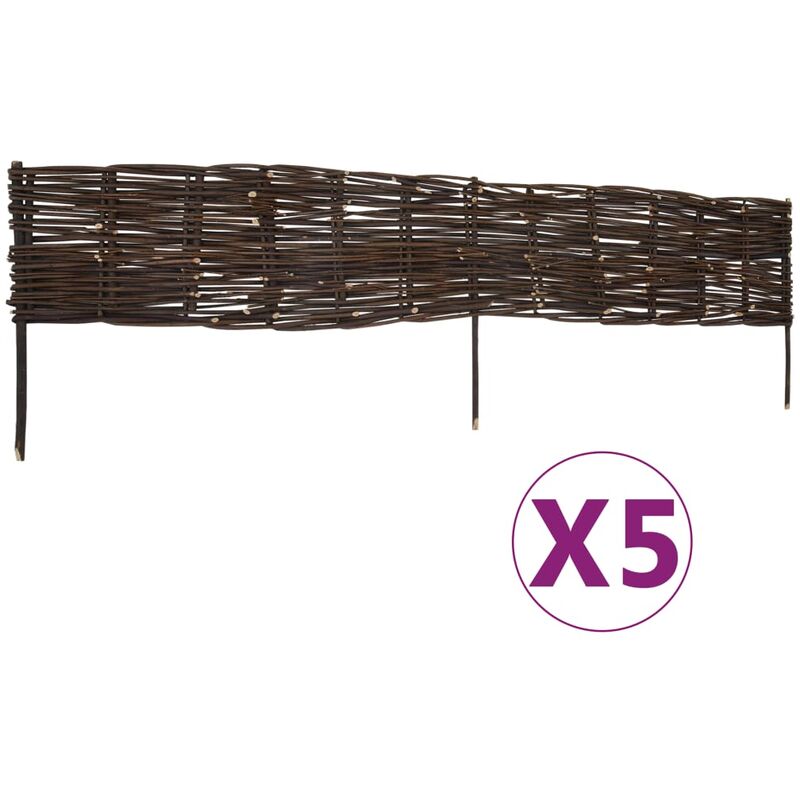 

Vallas de sauce para jardín 5 unidades 120x35 cm - Marrón