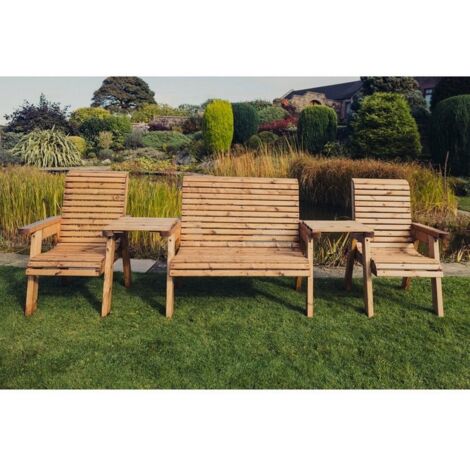 Valley 4 Seat Set 1X2B 2XC Straight Tray - Timber - L100 x W310 x H95 cm - Fully Assembled - Set of Waterproof Cushions Included