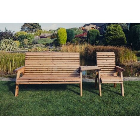 Valley 4 Seat Set 1XC 1X3B Straight Tray - Timber - L100 x W270 x H95 cm - Fully Assembled - Set of Waterproof Cushions Included