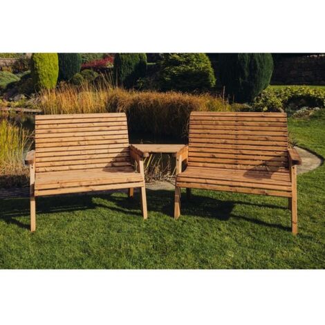Valley 4 Seat Set 2X2B Angled Tray - Timber - L100 x W280 x H95 cm - Fully Assembled - Set of Waterproof Cushions Included