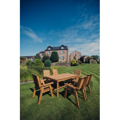 Valley 6 Seater Set 6XC - Timber - L220 x W330 x H95 cm - Garden Furniture - Minimal Assembly Required