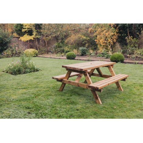 Valley Deluxe Picnic Table - Timber - L150 x W150 x H76 cm - Partially Assembled