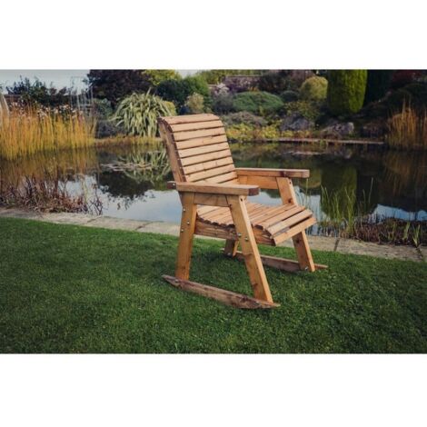 Valley Rocking Chair - Timber - L120 x W63 x H95 cm - Garden Furniture - Partially Assembled - Set of Waterproof Cushions Included