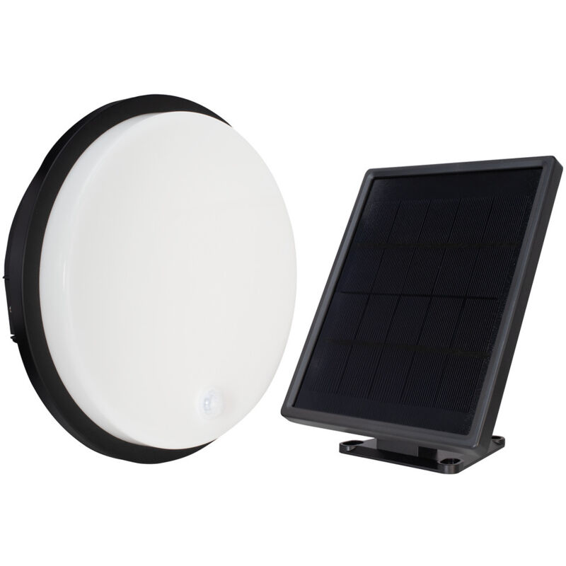 Hublot led Solaire Rond Noir, 11W, 1000 lumens, IP54, 4000K blanc-neutre, garantie 5 ans Tibelec