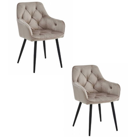 Valora 2 sillas LUKK de terciopelo beige con patas negras elegantes