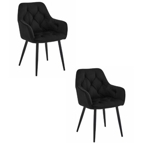 Valora 2 sillas LUKK de terciopelo negro con patas negras elegantes