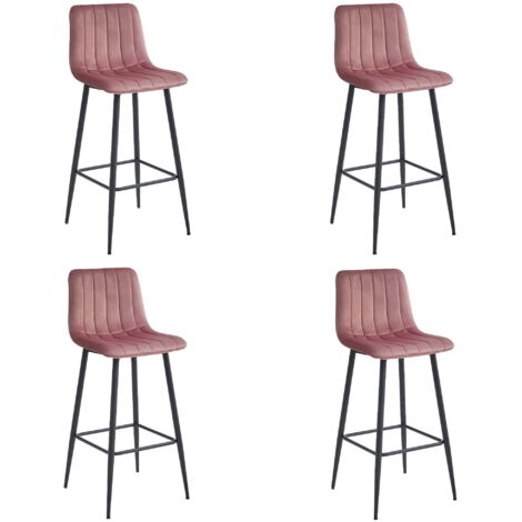 Valora 4 sgabelli POZZA velluto rosa scuro gambe nere