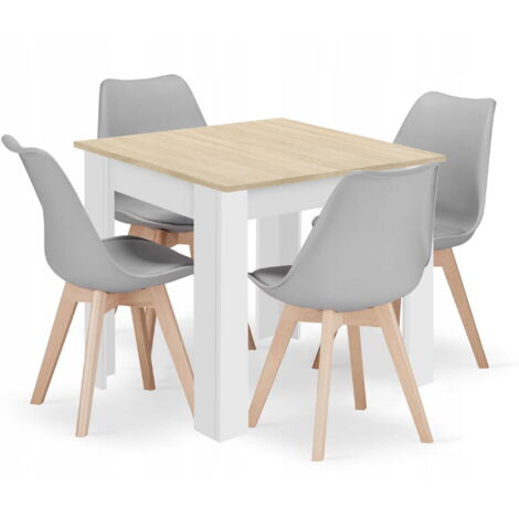 Valora Ensemble Table 80x80 Chêne Sonoma + 4 Chaises RIKX Grises
