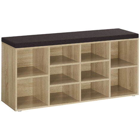 Valora Mueble para Zapatos con Asiento en Roble Sonoma Lin Marrón