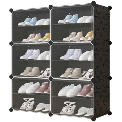 Valora Mueble para Zapatos Modular 12 Niveles Puertas Claras