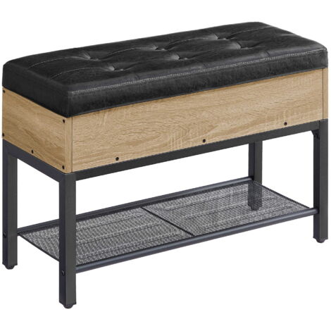 Valora Mueble Zapatero Asiento Roble Sonoma Marco Negro