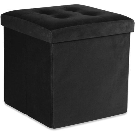 Valora POUFF Pieghevole S, Sedile contenitore in velluto nero
