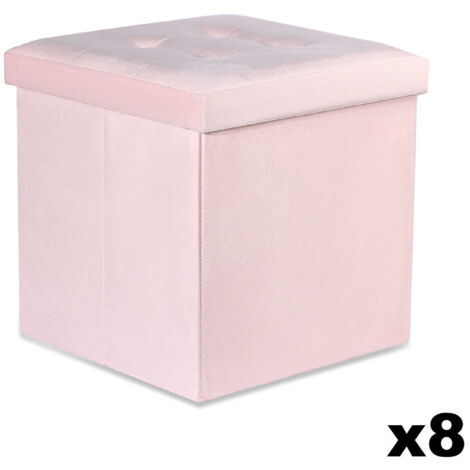 Valora PUF PLEGABLE Asiento de almacenamiento de terciopelo rosa x8