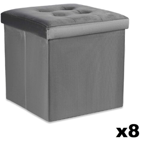Valora PUF PLEGABLE L Asiento de almacenamiento de terciopelo gris x8