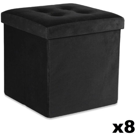 Valora PUF PLEGABLE L Asiento de almacenamiento en terciopelo negro x8