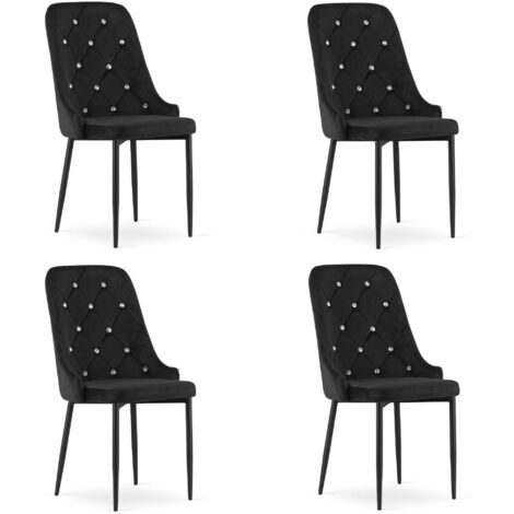 Valora REMI Sedia in velluto nero con piedi in metallo x4