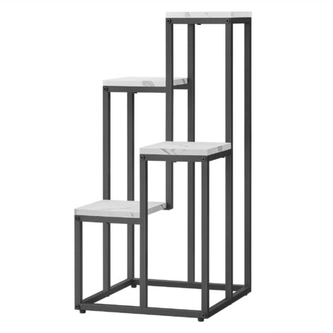 Valora Soporte para Flores de 4 Estantes Mármol Blanco Pies Negros