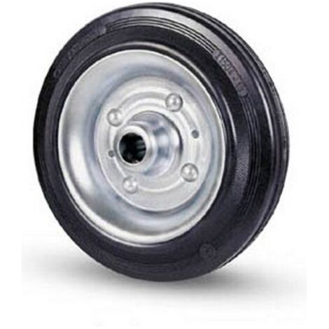 Valsecchi 19511 Ruota Industriale Sfusa Gomma Piena 80 Shore A diametro 225 mm foro 20 mm portata 250 Kg colore Nero