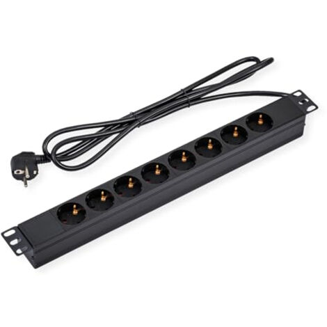 VALUE BÂTI DE PRISES 19'' 8X, 1 UH + FICHE À CONTACT DE PROTECTION (CEE 7/4), 1,8 M 19991632