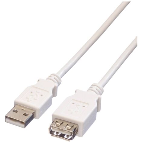 Value Câble USB USB 2.0 USB-A mâle, USB-A femelle 3.00 m blanc blindé 11.99.8961 S360622