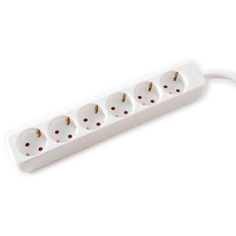 Value - Ciabatta elettrica a 6 prese, senza interruttore, con protezione per bambini, 1,5 m, colore: Bianco