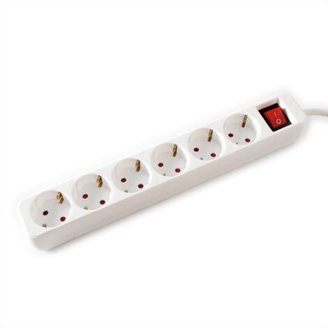 VALUE REGLETA DE ENCHUFES DE 6 VÍAS CON INTERRUPTOR, BLANCO, 3 M