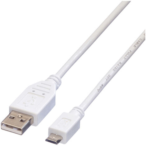 Value USB-Kabel  USB 2.0 USB-A Stecker, USB-Micro-B Stecker 0.15 m Weiß Geschirmt 11.99.8751