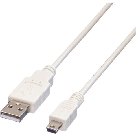 Value USB-Kabel USB 2.0 USB-A Stecker, USB-Mini-A Stecker 0.80 m Weiß Geschirmt 11.99.8708