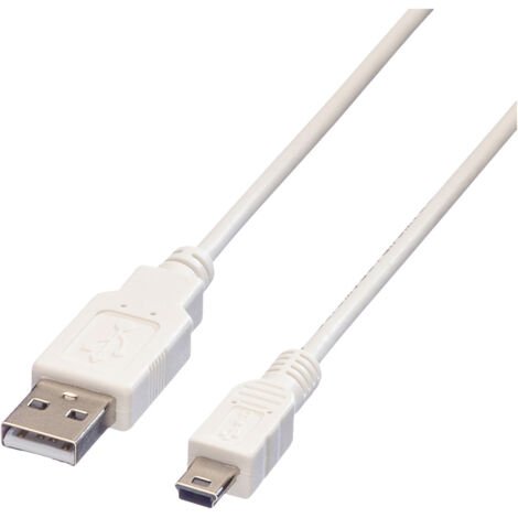 Value USB-Kabel  USB 2.0 USB-A Stecker, USB-Mini-A Stecker 0.80 m Weiß Geschirmt 11.99.8708