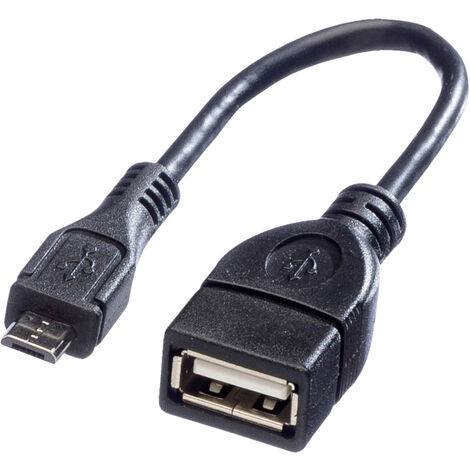 Value USB-Kabel  USB 2.0 USB-Micro-B Stecker, USB-A Buchse 0.15 m Schwarz Geschirmt 11.99.8311