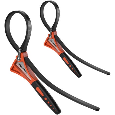 ValueMax Jeu de 2 Clés à Sangle en Caoutchouc, Clé à Filtre à Huile 460 mm et 630 mm, Clé à Sangle Réglable, Clé Universe Max Tension 2000N pour Réparations de Plomberie Pomme de Douche Robinet