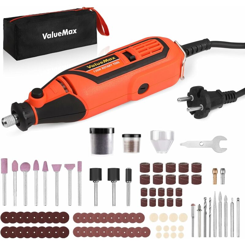 Valuemax - Outil Rotatif Multifonction 130W avec 120 Accessoires, 5 Vitesses Variables 35000 tr/min, Mini Ponceuse Electrique pour Découper Poncer